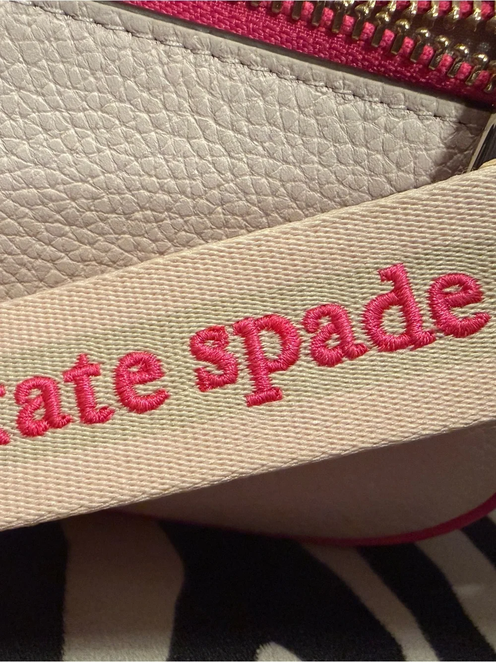 kate spade New York Cream Crossbody Bag with Pink Trim